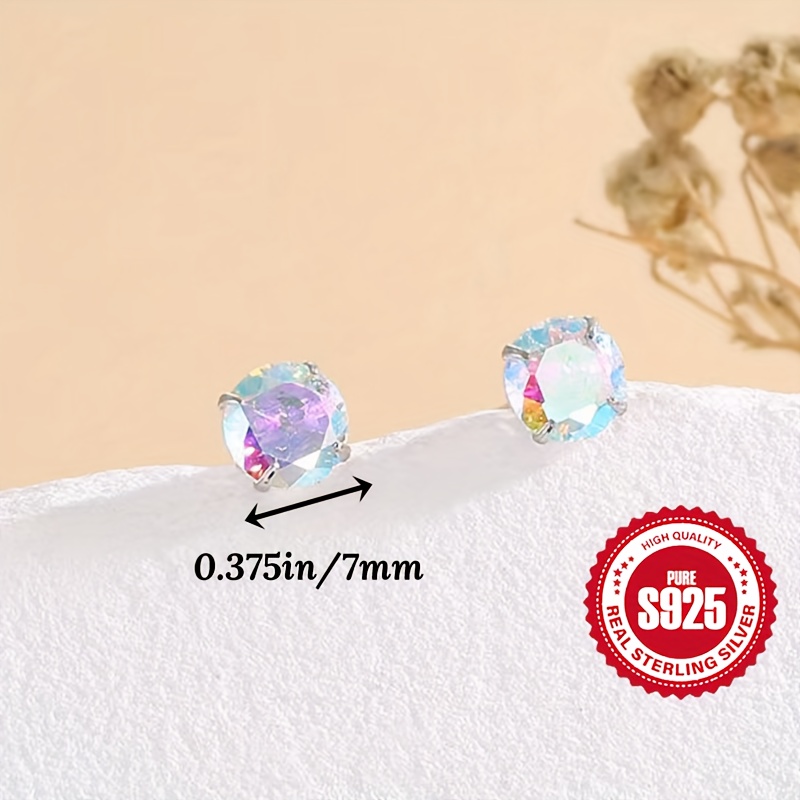 925 Silvery Sparkling Stud Earrings Hypoallergenic